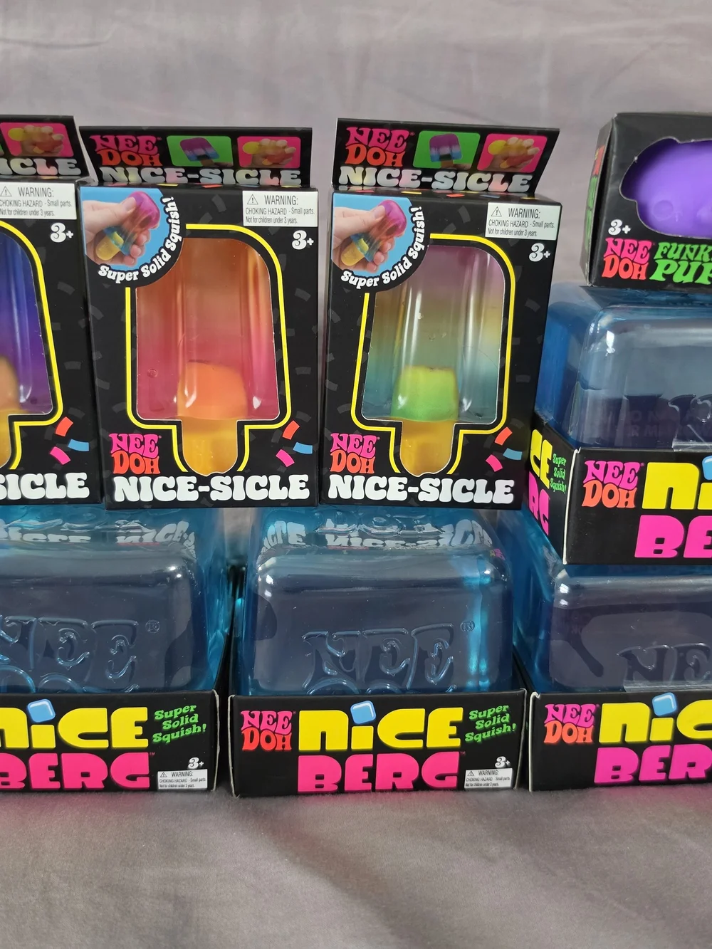 NeeDoh Bundle - Nice Berg XL, NICE-SICLE, FUNKY PUP, 8 TOTAL HARD-TO-FIND PIECES